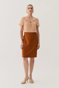 Blusa Decote V Babado Laço
