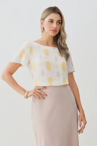 Blusa Abstrata Decote Canoa