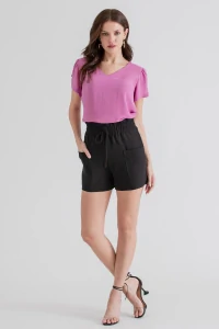 Blusa manga aberta botão forrado