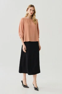 Blusa Manga 3/4 Elástico Pregas