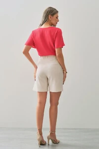Blusa Decote V Pregas