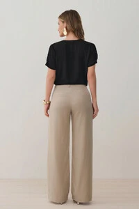 Pantalona Passante Double Prega Botão Forrado