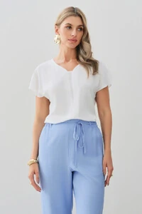 Blusa Manga Morcego Decote V Recorte