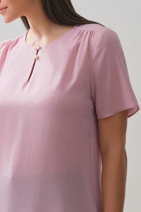 Blusa Decote Gota Gold Pérola Double Ombro Franzidos