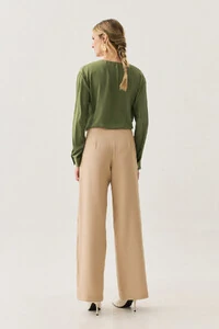 Blusa Manga Longa Punho Gold Decote Cavado Laço Puxante