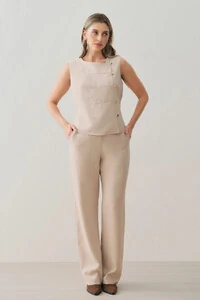 Conjunto de Camisa Regata Assimétrica Pence Mini Botões Gold