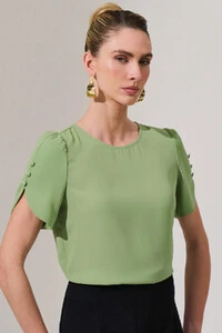 Blusa Manga Mini Botões Forrados Triple