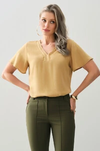 Blusa Decote V Pregas