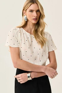 Blusa Poa Ombro Franzido