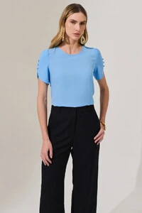 Blusa Manga Mini Botões Forrados Triple