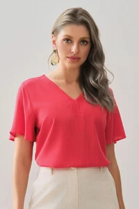 Blusa Decote V Pregas