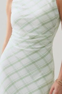 Vestido Midi Regata Xadrez Lateral Franzida