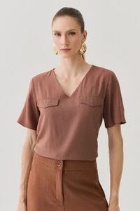 Blusa Decote V Abas