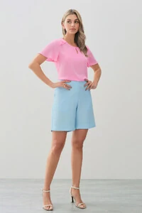 Blusa Decote Gota Vazado Mini Botão Ombro Babadinho