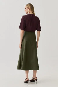 Blusa Manga Evasê Gola Baixa Pregas Triple Franzido