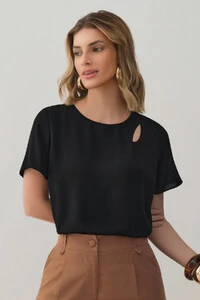 Blusa Assimétrica Dupla Ombro Cut Out