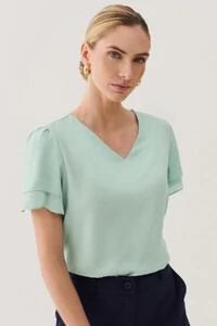 Blusa Manga Dupla Decote V
