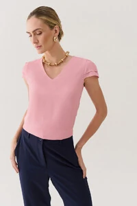 Blusa Manga Dupla Decote V