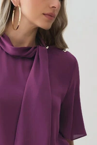 Blusa Assimétrica Gola Dobrada de Laço Ombro Esquerdo Gold Double