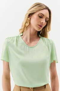 Blusa Mini Gola Franzida Ombro Franzido