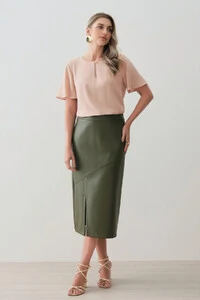 Blusa Manga Evasê Decote Vazado Gold