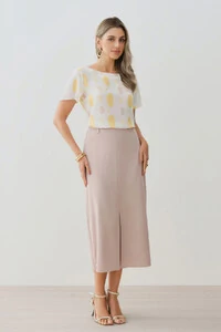 Blusa Abstrata Decote Canoa