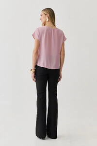 Blusa Assimétrica Manga Morcego Lateral Franzidos