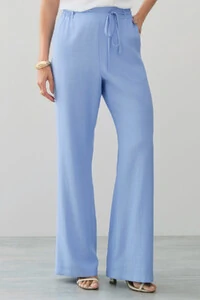 Calça Reta Cintura Elástico Laço Fino