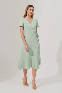 Vestido Midi Transpassado Camada Laço