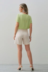 Blusa Decote V Babado Laço