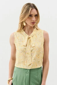 Regata Floral Gola Baixa Laço