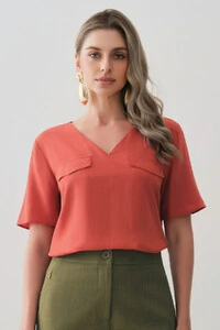 Blusa Decote V Abas