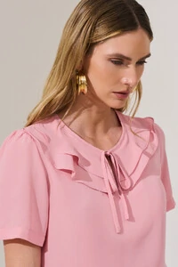 Blusa Decote Vazado Babado Double Laço