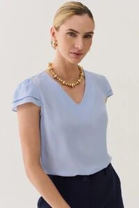 Blusa Manga Dupla Decote V