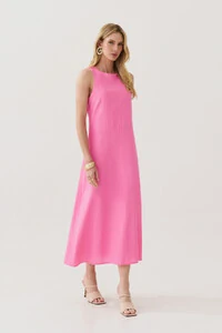 Vestido Midi Regata de Linho Recorte