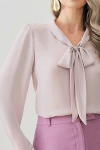 Blusa Manga Longa Punho Gola Dobrada de Laço