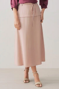 Saia Midi Evasê Prega Passante Cinto Fino