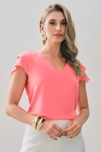 Blusa Manga Tulipa Decote V