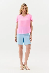 Blusa Mini Gola Franzida Ombro Franzido