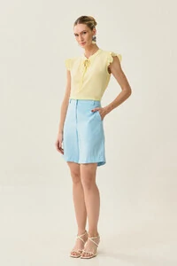 Regata Gola Baixa Laço Ombro Babado