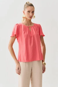 Blusa Decote Vazado Pregas Gold Double