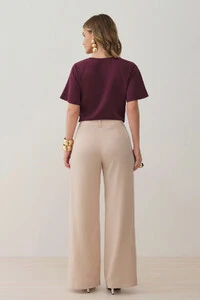 Pantalona Passante Double Prega Botão Forrado