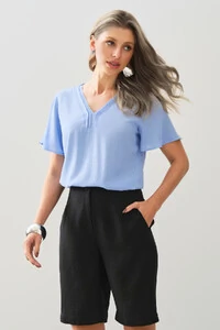 Blusa Decote V Pregas