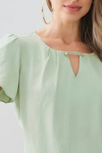 Blusa Decote Vazado Pregas Gold Double