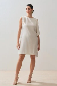Vestido Regata Assimétrico Ombro Pregas Double Drapeado Gold