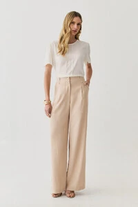 Pantalona Passante Double Prega Botão Forrado