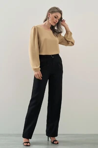 Blusa Manga Longa Ombro Recortes Double