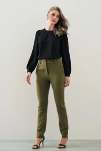 BLUSA MANGA LONGA PUNHO DECOTE PREGAS