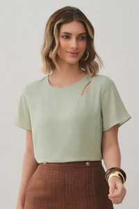 Blusa Assimétrica Dupla Ombro Cut Out