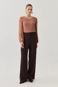 Blusa Manga Longa Ombro Recortes Double